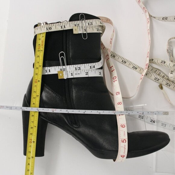Aqua College Black Leather Sexy Heeled Ankle Boots Sz‎ 9.5 - Picture 11 of 13